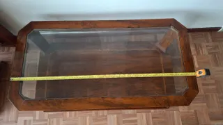 Conjunto mesas auxiliares salón madera y cristal