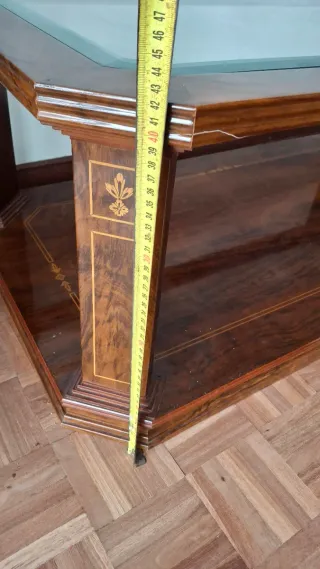 Conjunto mesas auxiliares salón madera y cristal