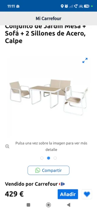 Conjunto Jardín Mesa + Sofá + 2 Sillones
