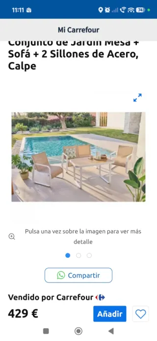 Conjunto Jardín Mesa + Sofá + 2 Sillones
