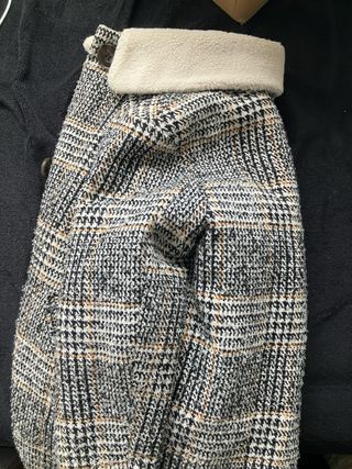 Abrigo de lana cuadros beige/multicolor