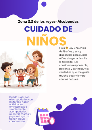 Cuidado de niños en la zona norte de Madrid