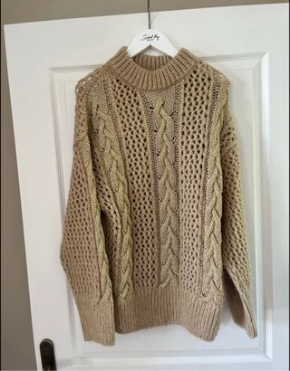 Jersey de punto beige talla M