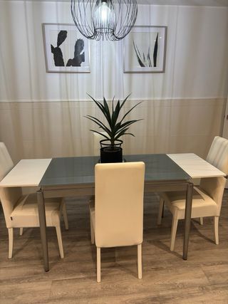 Mesa de cocina extensible cristal y metal