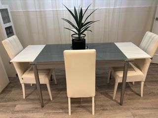 Mesa de cocina extensible cristal y metal