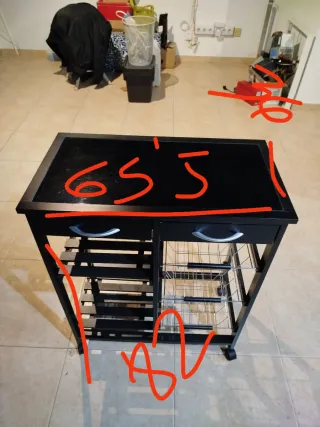 Carro de cocina con cajones y cestas