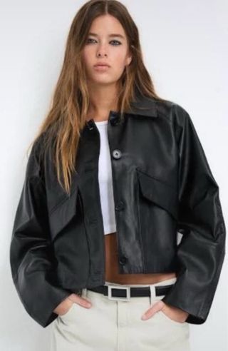 Chaqueta Piel Negra Pull&Bear