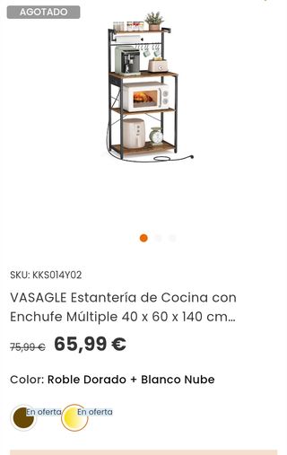 Estantería Cocina con Enchufes 140cm VASAGLE KKS014Y02