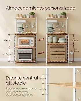 Estantería Cocina con Enchufes 140cm VASAGLE KKS014Y02