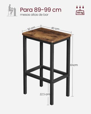 Set di 2 sgabelli da bar 65cm marrone VASAGLE LBC65X