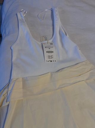 Vestido Zara Beige y Blanco