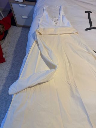 Vestido Zara Beige y Blanco
