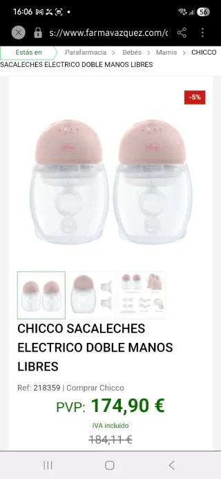 Sacaleches Eléctrico Doble Manos Libres