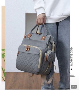 Mochila Cambiador Bebé Grande Gris