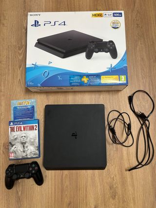 PS4 (PlayStation 4) Negra. Mando, 2 juegos ycaja
