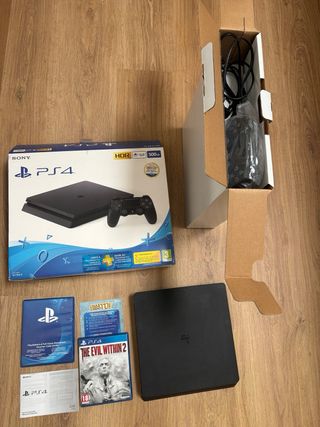 PS4 (PlayStation 4) Negra. Mando, 2 juegos ycaja