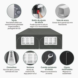 CARPA 6X3 PLEGABLE GRIS NUEVA CON PAREDES