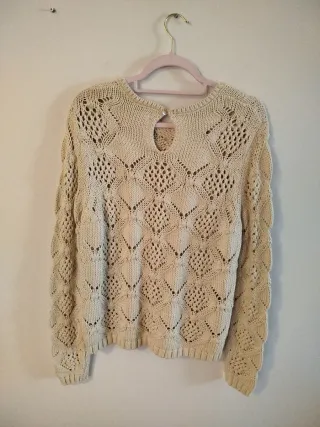 Jersey de punto calado color arena