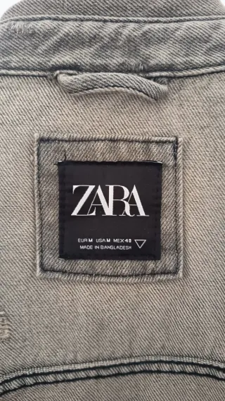 Cazadora vaquera Zara efecto desgastado beige Tall