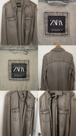 Cazadora vaquera Zara efecto desgastado beige Tall
