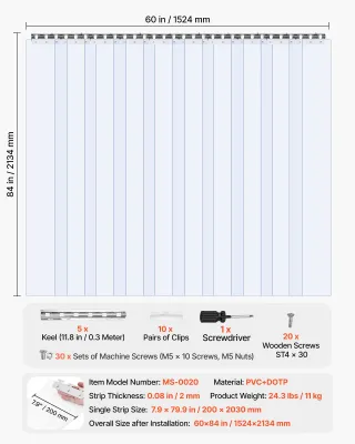 X2 Tenda a Strisce in Plastica Spessore 2mm, Altez