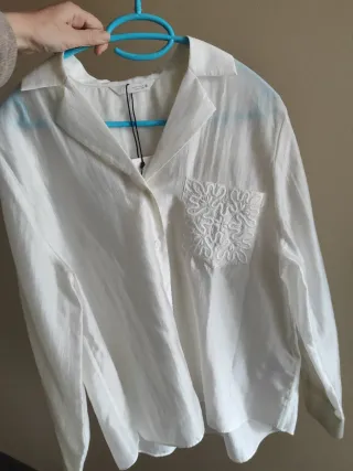 Camisa Zara Talla S Blanca Bordada