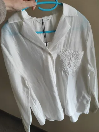 Camisa Zara Talla S Blanca Bordada