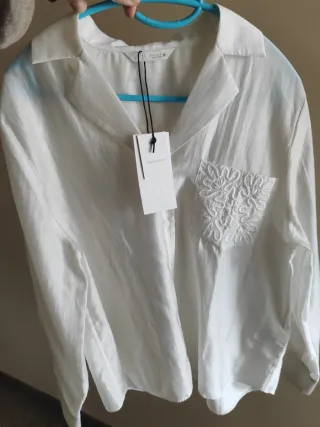 Camisa Zara Talla S Blanca Bordada