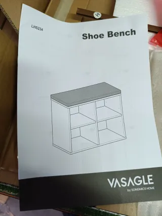 VASAGLE Banco Zapatero con 4 Compartimentos