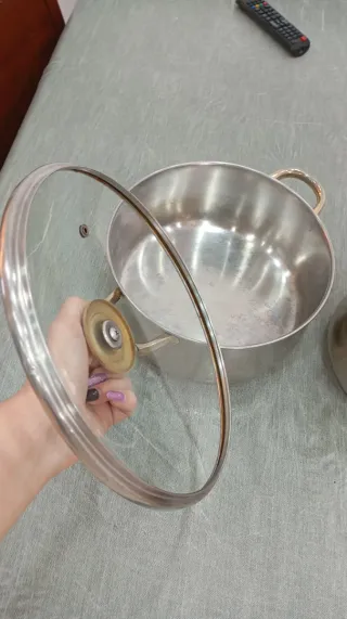 2 Ollas Acero Inoxidable con Tapa