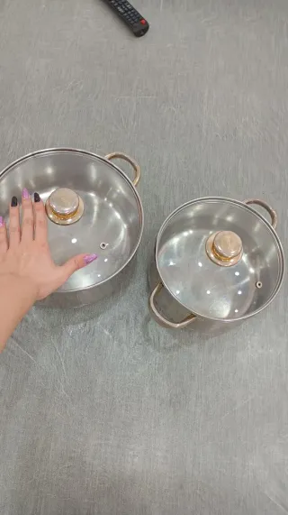 2 Ollas Acero Inoxidable con Tapa