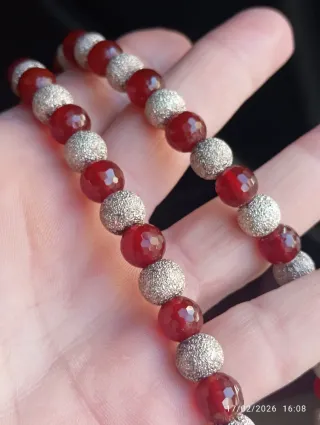 Collana vintage argento 925 e giada malaysia rubin