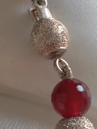 Collana vintage argento 925 e giada malaysia rubin