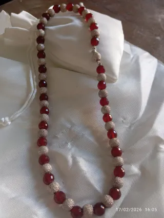 Collana vintage argento 925 e giada malaysia rubin