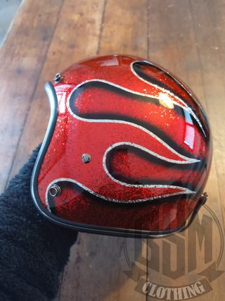 Casco metal flake red