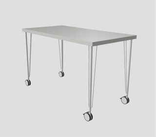 Scrivania bianca Ikea 120x60 con ruote