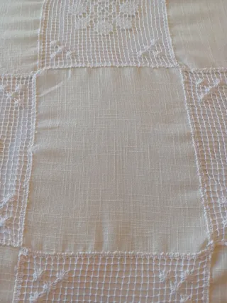 Colcha hecha a mano crochet y tela