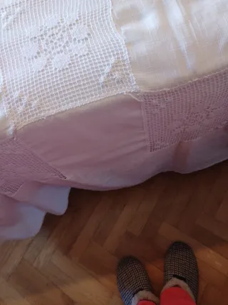 Colcha hecha a mano crochet y tela