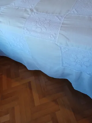 Colcha hecha a mano crochet y tela