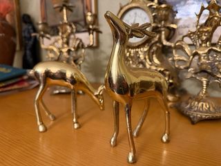 Pareja Ciervos Bronce Vintage