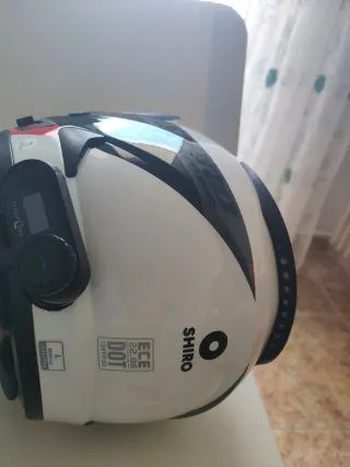 Casco Shiro Blanco y intercomunicador