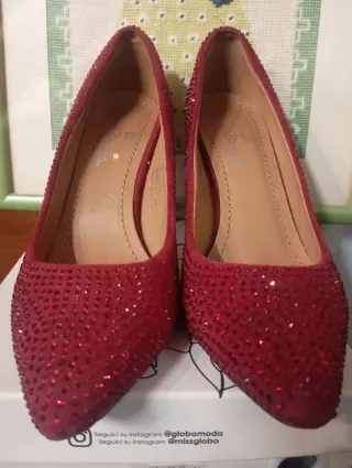 Scarpe donna rosse con strass