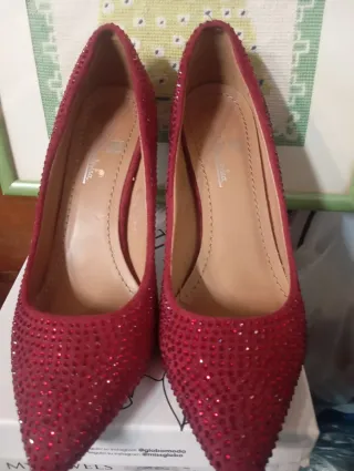 Scarpe donna rosse con strass