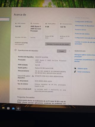 Ryzen 5 + RX 580 8GB | 16GB RAM | 120GB + 1TB