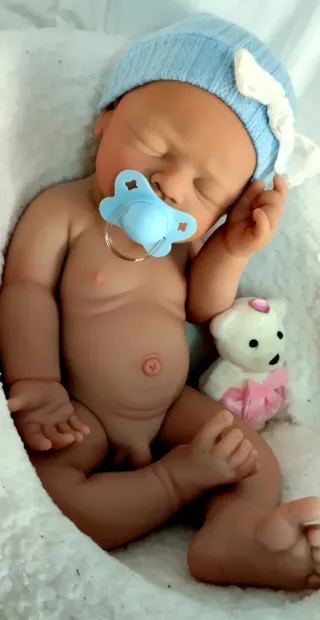 Bebé Reborn Silicona Completa 44cm Niño ARTESANAL