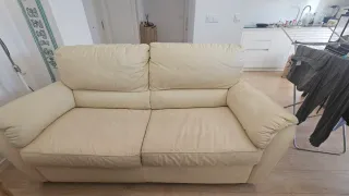 Sofá 3 plazas Piel color Crema Barato