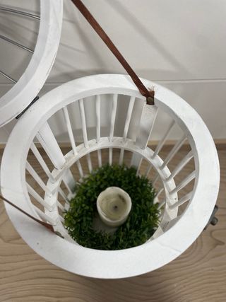 Jaula decorativa madera blanca y metal