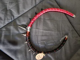 Collana handmade borchie filo rame nero rosso