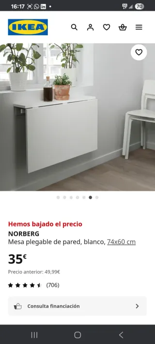Mesa Plegable Ikea Blanca