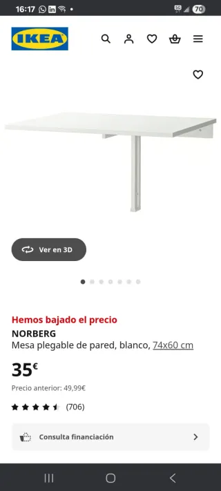 Mesa Plegable Ikea Blanca